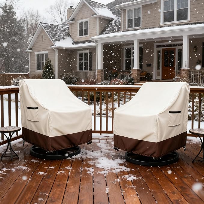 Waterproof 2 Pack Outdoor Swivel Chair Cover for Patio Chair Size Up to 40" W x 40" D x 36" H inch,Outdoor Lawn Patio Furniture Covers (Beige)