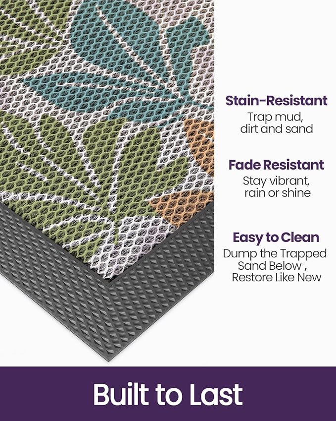 DEXI Front Door Mat Outside Entrance, Fall Autumn Entryway Doormat Dirt Trapper, Heavy Duty Non Slip Entry Mats for Patio Garage Porch Home Decorative, 32x48, Colorful Leaves