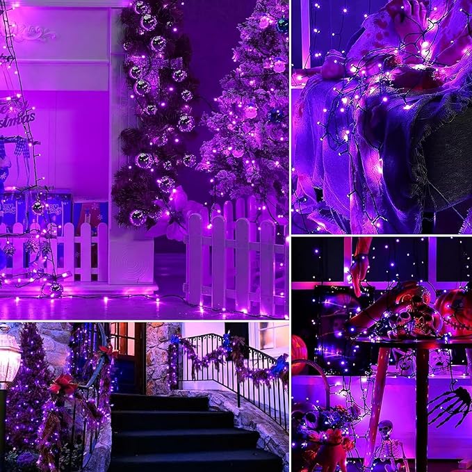 6 Pack Solar String Lights Outdoor, 600 LED Extra-Long 236 FT Solar Lights Outdoor with 8 Lighting Modes, IP65 Waterproof for Halloween, Garedn, Xmas, Balcony, Wedding, Party (Purple)
