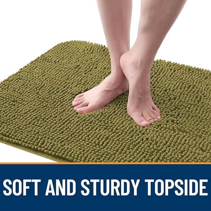 OLANLY Dog Door Mat for Muddy Paws 45x27, Absorbs Moisture and Dirt, Absorbent Non-Slip Washable Doormat, Quick Dry Chenille Mud Mat, Entry Indoor Entryway Carpet for Inside Floor, Willow Green