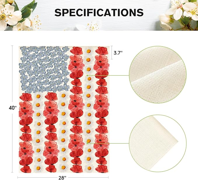 AVOIN colorlife Myosotis Poppy Memorial Day House Flag 28x40 Inch Double Sided Outside, Patriotic American Flag Yard Outdoor Decoration