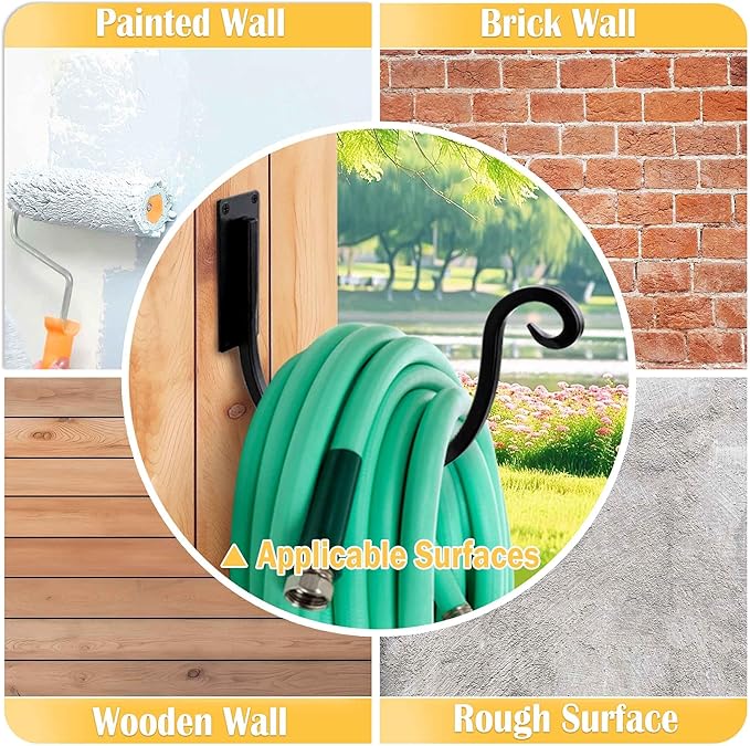 Garden Hose Holder Outside: Wall Mount Water Hose Holder - 8Inch Heavy Duty Garden Water Hose Hanger for Outside Hose Storage