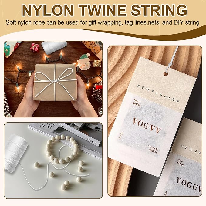 White Nylon String,984ft 2mm Nylon Cord Twine for Garden,Tomato,Climbing Plant,Tie Floristry,Fishing,Wrapping,Camping and Outdoor Survival,Netting Home Improvement