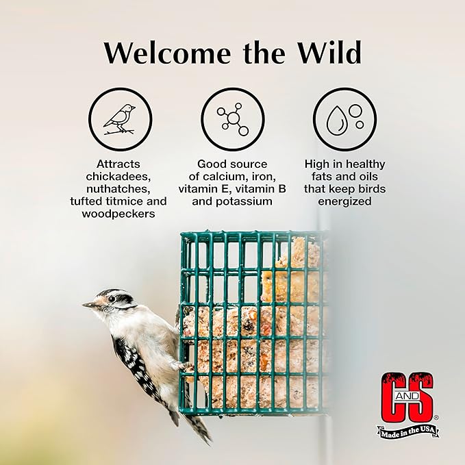 C&S Sunflower Suet Treat, Wild Bird Food for Chickadees, Nuthatches, Tufted Titmice, Woodpeckers, Wrens, Warblers, Brown Creepers, Northern Flickers, Pine Grosbeaks, Jays and More, 8 Pack