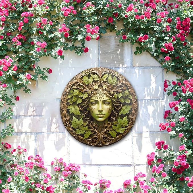 2PCS 2D Outdoor Metal Wall Art, 11.8Inch Tree Woman Man Wall Decors Gardens Guardian Decor Wall Art Plaque for Indoor Outdoor Room Garden Porch Fence Decor