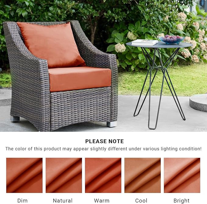Outdoor Cushions for Patio Furniture,Outdoor Seat Cushion Set 24 x 24 x 4 Inch,Waterproof & Fade Resistant Outdoor Chair Cushions,Deep Patio Chair Cushion with Removable Cover,Spice