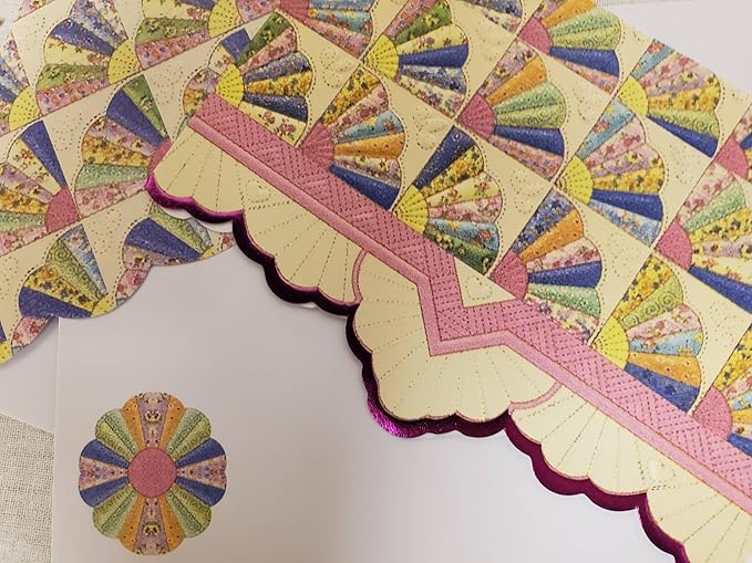 Poster Foundry Fan Quilt Portfolio Boxed Note Cards by Carol Wilson. 10 embossed 4x5 Die-Cut Notecards and Matching Envelopes in Decorative Gift Box with Magnetic Flap. NCP2357
