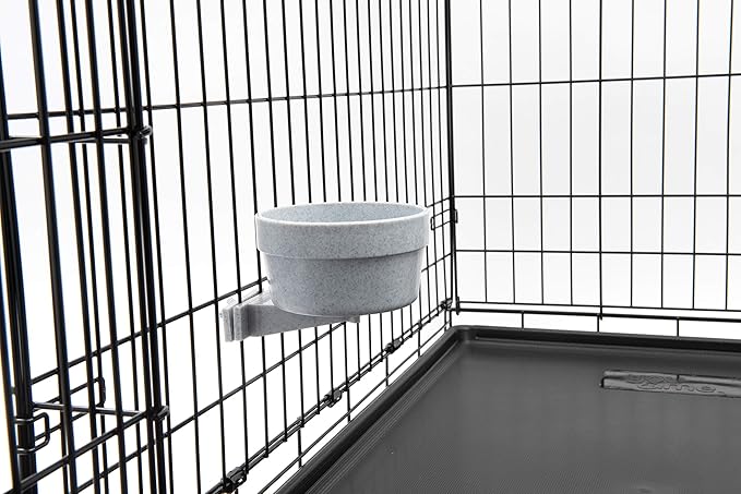 Lixit® Kennel Cage Food or Water Bowl - Non Spill Hanging Removable Dog Crate Bowls - Carrier Water Food Bowl for Dogs or Cats - Attaches to Cage for Convenient Feeding and Drinking (Gray, 20 Ounce)