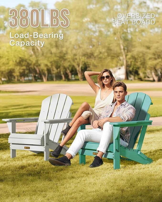 Folding Adirondack Chair Wood Texture, Patio Chairs Weather Resistant, Outdoor Chair, Lawn Chair with Cup Holder, Fire Pit Chair for Deck, Outdoor, Porch, Backyard