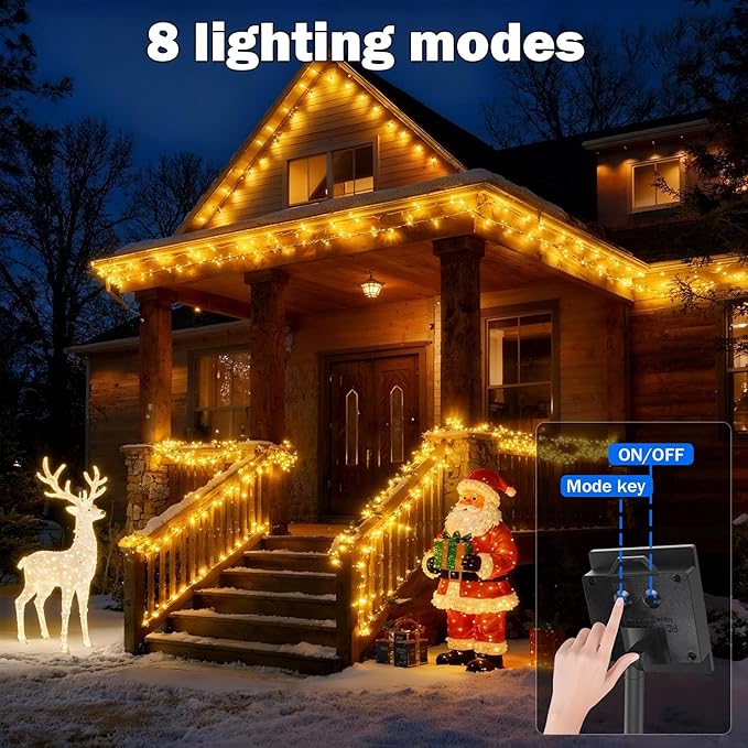 SOLARBABY 4 Pack Solar Christmas Lights Outdoor,Total 146Ft 400 LED Solar String Lights Outdoor with 8 Modes,Waterproof Warm White Fairy Light for Outside Garden Patio Xmas Tree Christmas Decoration