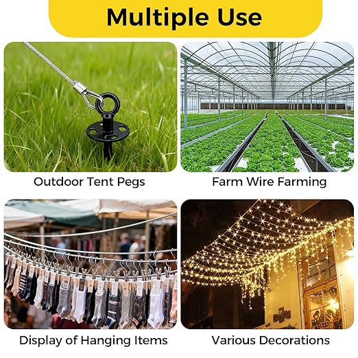 1/8 Inch Wire Rope, 120FT Stainless Steel Cable, 7x7 Strands Steel Wire Kit with Turnbuckles, Sleeves, Thimbles - Aircraft Cable for Garden, String Light Hanging, Deck Railing, DIY Projects