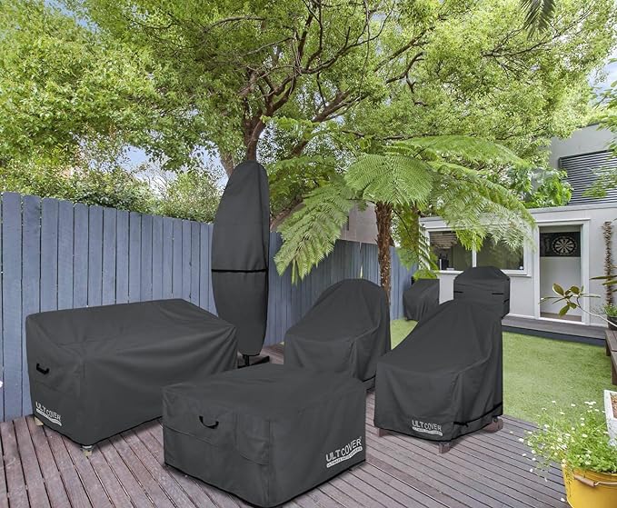 ULTCOVER Waterproof Patio Adirondack Chair Cover for Outdoor Chair Size Upto 32W x 38D x 36H inch, Black