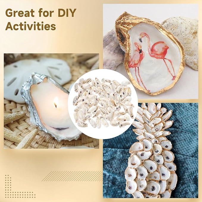 Homaisson 60 PCS Oyster Shells for Crafts, Large Oyster Shells for Decor, Natural North Sea Origin, 4~5 Inches Natural Design, Ideal for Aquarium Landscaping, Crack-Free Surface