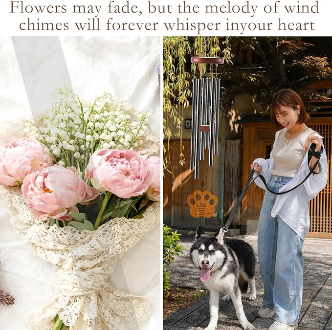 Memorial Gifts for Loss of Dog - Rainbow Bridge Pet Memorial Wind Chimes Pet Sympathy Remembrance Gift for Loss of Dogs in Memory of Dogs Wind Chimes for Outside Garden Patio Condolence