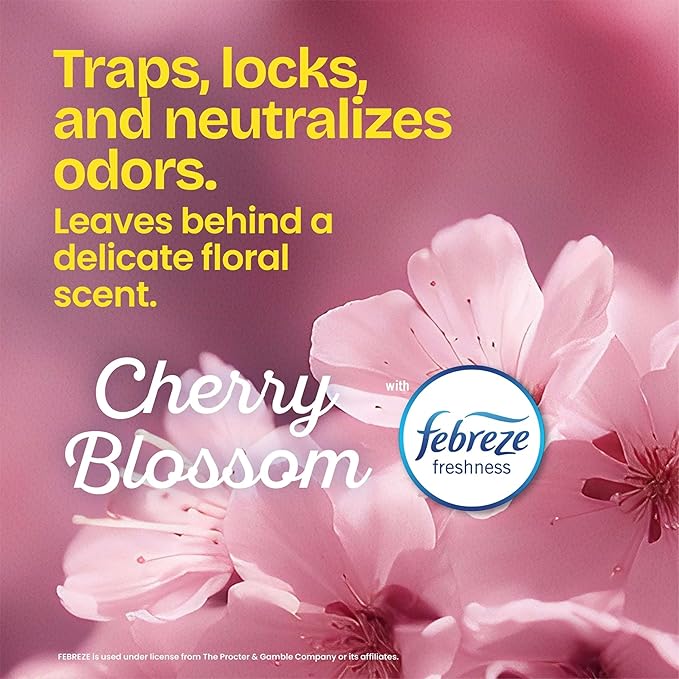 Glad Small Trash Bags 4 Gallon, Febreze Cherry Blossom Garbage Bags, Odor Resistant with Drawstring, 80 Count