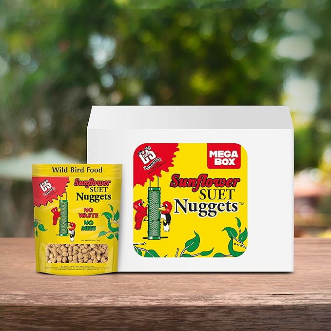 C&S Sunflower Suet Nuggets, Wild Bird Food for Woodpeckers, Chickadees, Nuthatches, and More., 27 Ounces