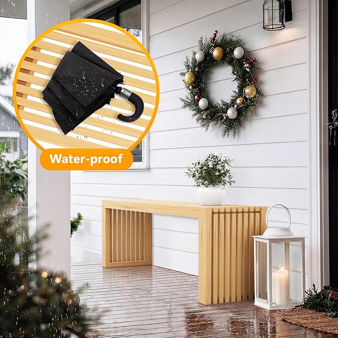 Bamboo Dining Bench, 35-inch Sleek Design Entryway Shoe Rack Bench, Indoor Kitchen Table Bench, Waterproof Outdoor Bench, Natural