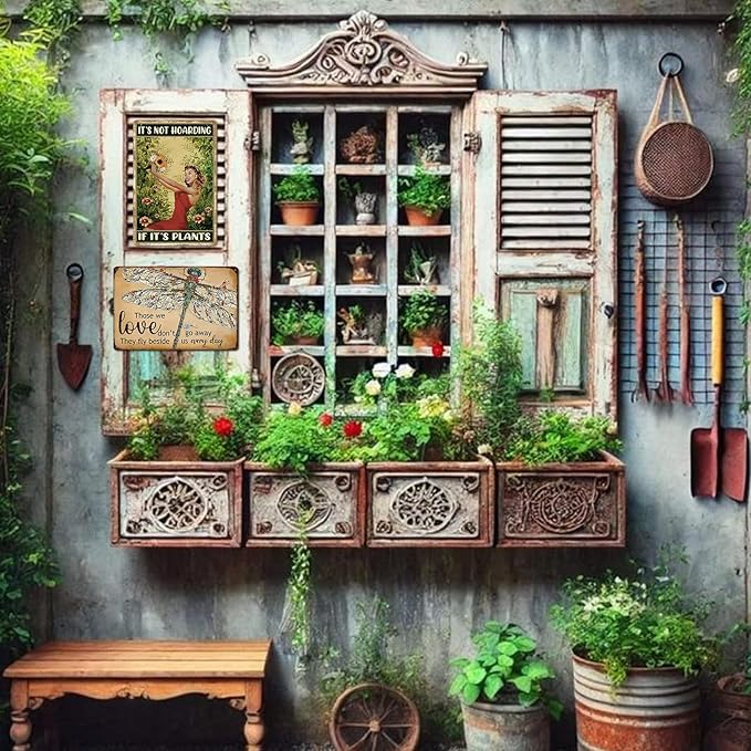 Dragonfly Garden Wall Decor Vintage Metal Tin Sign Yard Art Outdoor Dragonfly Gifts For Women Those We Love Don'T Go Away They Fly Beside Us Every Day Signs Funny Garden Signs For Outside 8 X 12 Inch