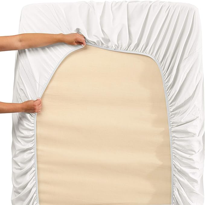 Clara Clark Fitted Sheet for Mattresses Up to 21 Inch: Soft, Fade & Stain Resistant - White, Full Size