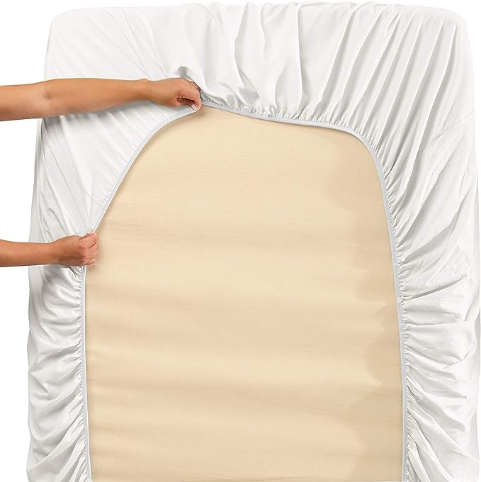 Clara Clark Fitted Sheet, Extra Deep Pocket Fits Deep Mattress, Luxury Soft Fitted Sheet Only, Twin - Extra Deep White