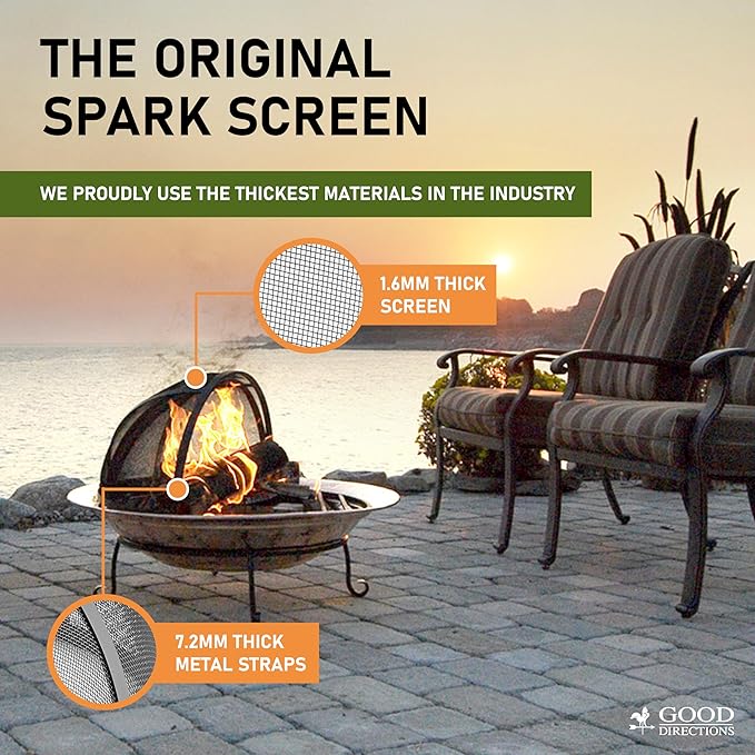 Good Directions Fire Pit Spark Screen Hinged for Easy Access