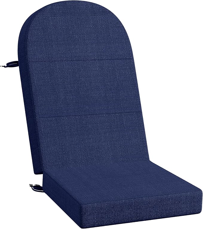 Codi Adirondack Chair Cushion – Outdoor Rocking Seat Cushions for Patio & Porch, Fade Resistant Waterproof Fabric with Ties, Navy Blue