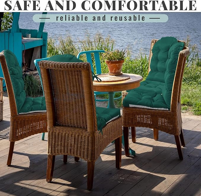 Geelin 2 Pcs Adirondack Chair Cushion High Back Patio Rocking Chair Cushion 44 x 19 x 4 Inch Tufted Weather Resistant Fade Resistant Seat for Patio Rocking Seat