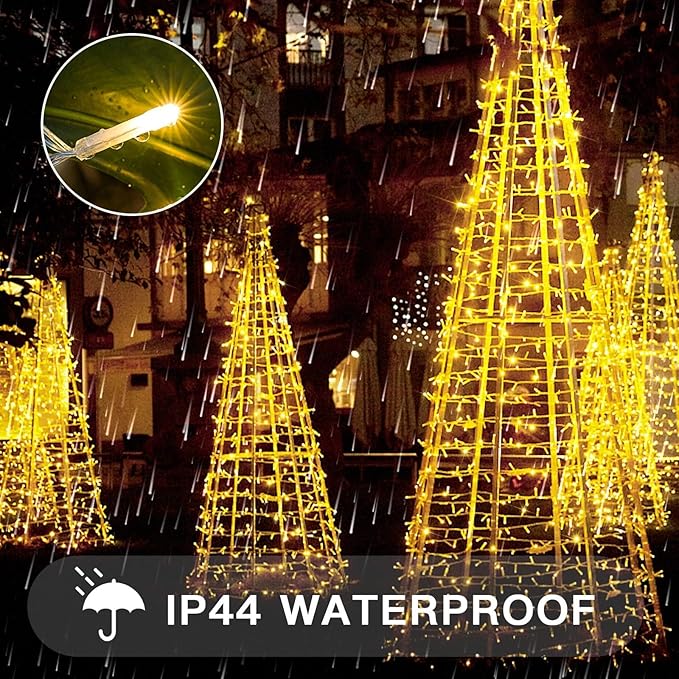 suddus 300 Led Connectable Christmas Lights Outdoor Waterproof, 99ft Christmas Tree Light Plug in with Remote, Warm White String Lights Indoor for Dorm Xmas Holiday Yard Party Porch Patio Garden Decor