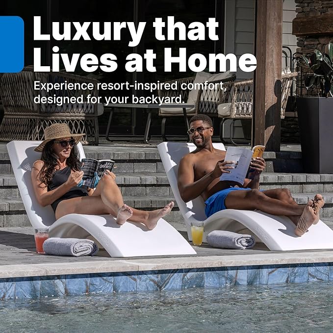 Step2 Vero Pool Lounger, Fade-Resistant, Waterproof Patio Furniture, Pool Lounge Chair for Sun Shelf, Use in Pools with Shelves Up to 9-Inches Deep or Outside Pool Deck, Weighted, White