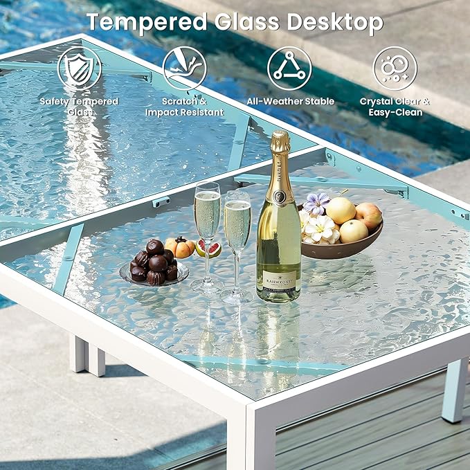 7 Piece Patio Dining Sets for 6, Outdoor Table and Chairs Set with 59in Patio Dining Table and 6pcs Textilene Chairs, All Weather Furniture Set for Backyard Deck Garden