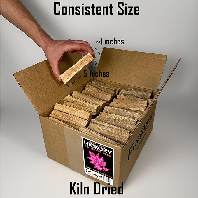 Kiln Dried Hickory Pizza Oven Wood, Mini 5 Inch Cooking Wood for Ooni, Gozney, Bertello Pizza Ovens - Approx 16lbs Product of USA (1,000 Cubic Inches)