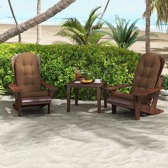 Outdoor Adirondack Chair Cushion, 50x21x4 Inch Rocking Chair Cushions, High Back Patio Soft Seat Pad with Ties, Indoor Outside Use, Fade-Resistant & Waterproof, Brown