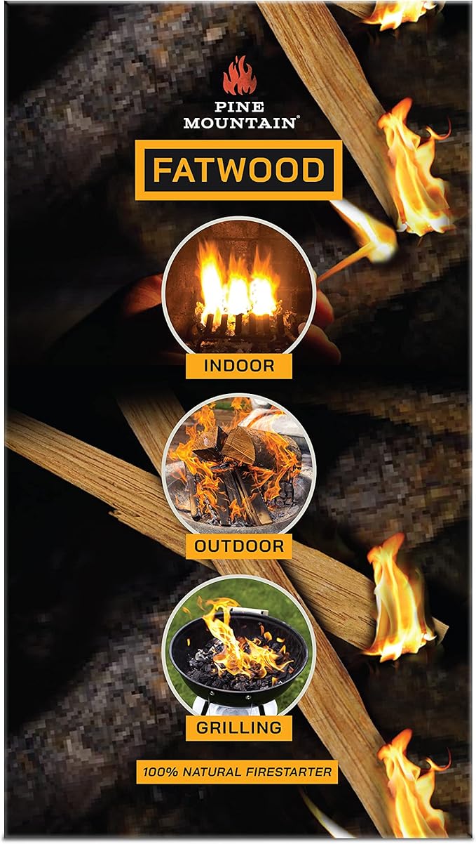 Pine Mountain StarterStikk 100% Natural Fatwood Firestarting Sticks, 5 Pound Natural Firestarting Wood Sticks for Campfire, Fireplace, Wood Stove, Fire Pit, Indoor and Outdoor Use