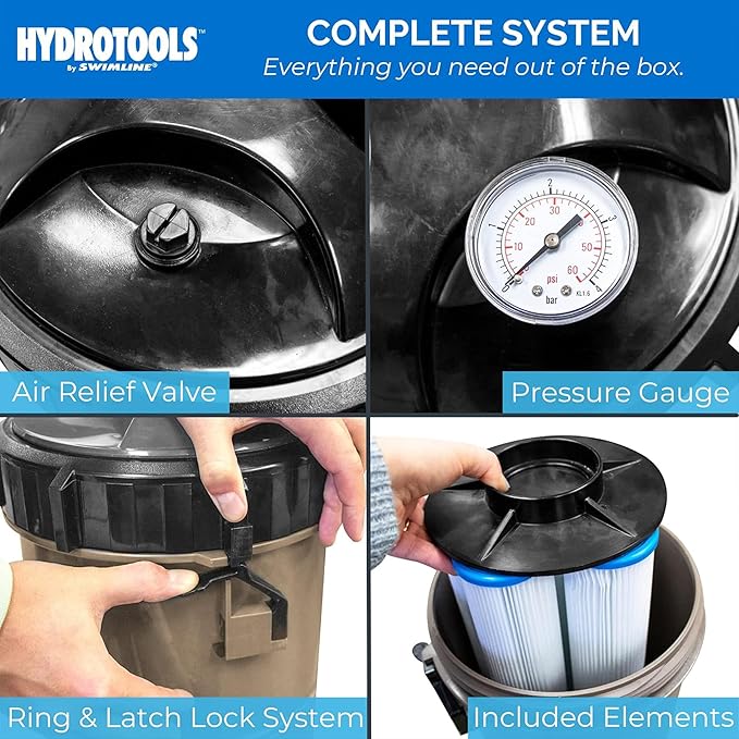 SWIMLINE HYDROTOOLS Model 70151 Extra-Flo Above-Ground Pool Cartridge Filter System - 40 Sq. Ft. Filtration Area, 0.9 THP, 4,500 GPH, 110V/60Hz Single Speed Pump for Pools up to 19,000 Gallons