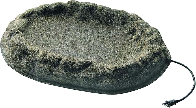 Farm Innovators Heated Bird Bath, Four Seasons Outdoor Decor Shallow Bath Tray for Birds - Backyard & Garden Birdbath with Sand Coated Design