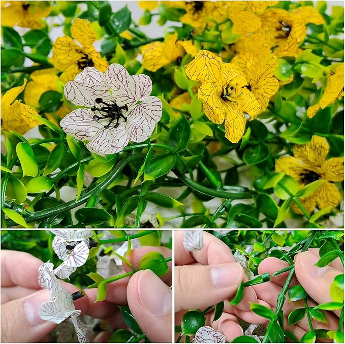 4 Pcs Faux Flowers Garland Plant, Artificial Vines Hanging Flowers Leaves Greenery Garland for Wedding Backdrop Arch Wall Decor, 6 Feet/pcs UV Resistant Indoor Outdoor