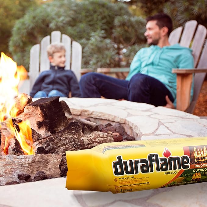 Duraflame 4.5 Pound 3 Hour Long Burn Time Indoor Outdoor Quick Light Fire Log for Camping, Firepits, Bonfires, and Fireplaces (18 Pack)