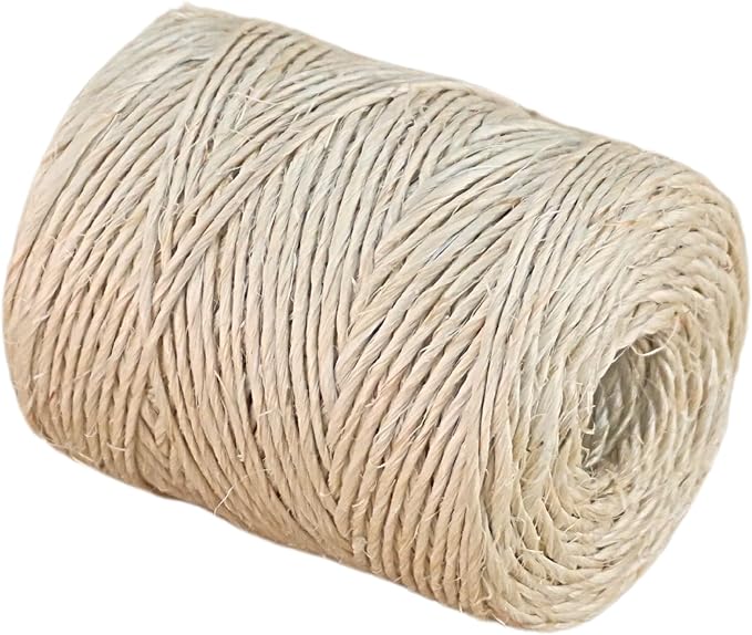 Premium Brazilian Sisal Twine, Natural Fiber 100% Sisal, Heavy-Duty, Ultra Durable, Ideal for DIY Projects, Home Decor, Gardening, Crafting, Gifting, Wrapping (410 ft / 125 m Coil)
