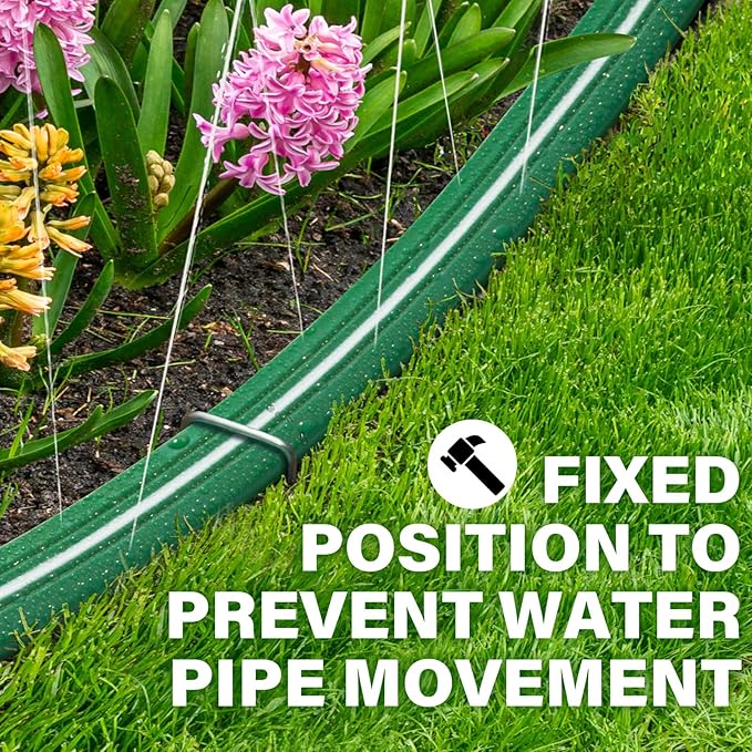 Jin&Bao Sprinkler Hose with Holes 50FT, Heavy Duty Watering Garden Hose, High-Efficiency Sprinklers System for Lawn and Garden with Staples