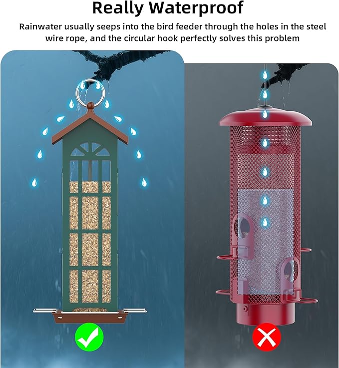 Metal Bird Feeder Bird Feeders for Outdoors Hanging,Waterproof and Rust-Proof,Easy Cleaning,Wild Bird Feeders Attracting Chickadees Goldfinches Cardinals Finches and Sparrows