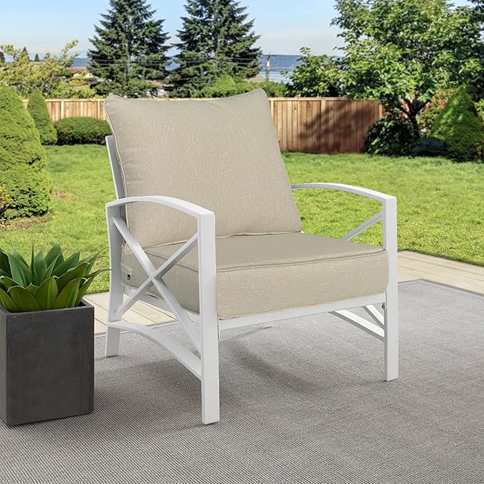 Goodgoods 22x24 inch Outdoor/Indoor Deep Seat Patio Cushions Set of 2 Resilient Foam Filling Water Repellent Stain-Resistant UV Resistant Weather Resistant Deep Seat Bottom Putty