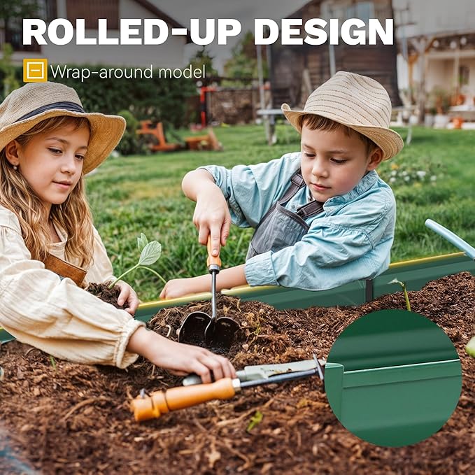 DWVO 2pcs 6 x 3 x 1 FT Raised Garden Bed Kit, Outdoor Galvanized Flower Bed with Gloves, Large Metal Planter Box for Vegetables, Flowers, Herbs, Fruits, Green