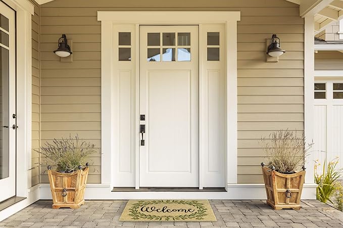 DII Natural Coir Doormat Outdoor Welcome Mat, 17x29, Greenery