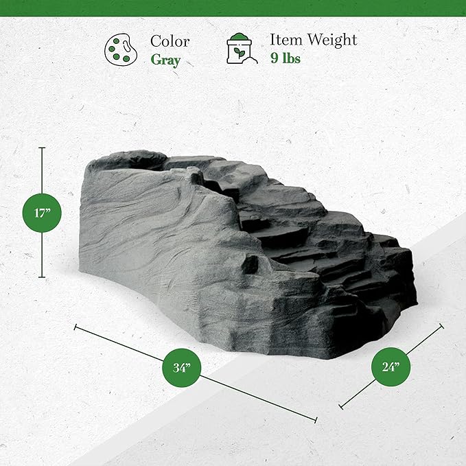 Algreen Outdoor Rock Waterfall, Tranquility Water Fountain for Pond, Garden & Backyard, Gray - Home Landscaping Decor and Accessories for Patio, Yard, and Pool