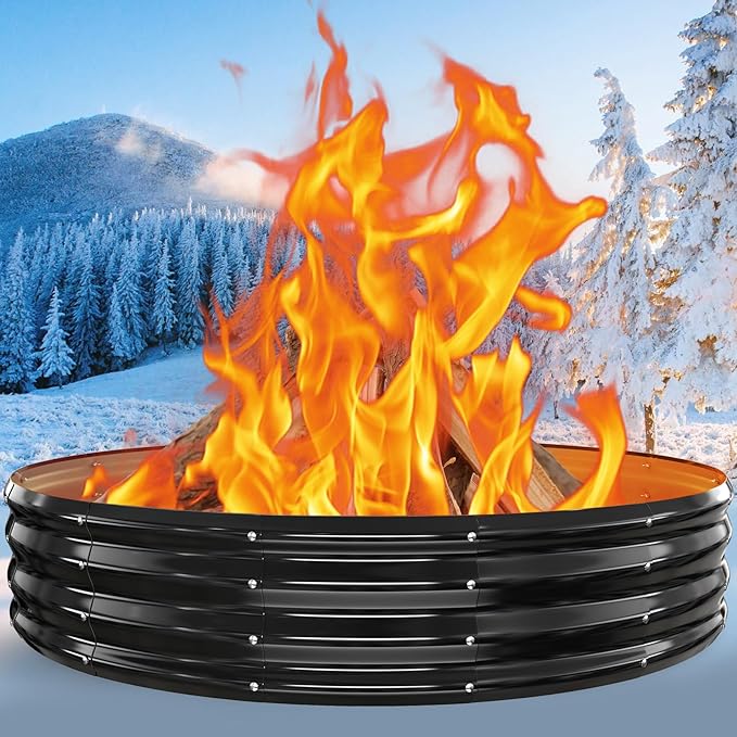 72 Inch Extra Large Fire Pit Ring for Outside, Heavy Duty Wood Burning Firepits & Outdoor Fireplace,12'' Tall High Heat Resistant Fire Bowl Galvanized Steel Portable for Backyard Bonfire,Patio,Camping