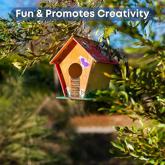 9 DIY Bird House Kits For Children to Build - Wood Birdhouse For Kids to Paint - Unfinished Bird Houses for Kids - Wood Craft Project Kits - Summer Crafts for Girls & Boys, Classroom & Church Activity