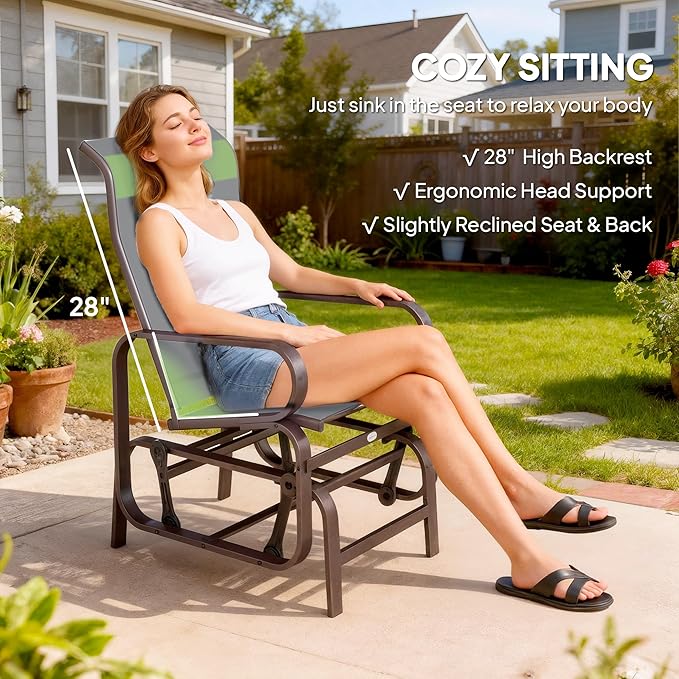 Outsunny Outdoor Glider Chair Set of 2, Gliders for Outside Patio with Smooth Rocking Mechanism and Lightweight Construction for Backyard, Gray