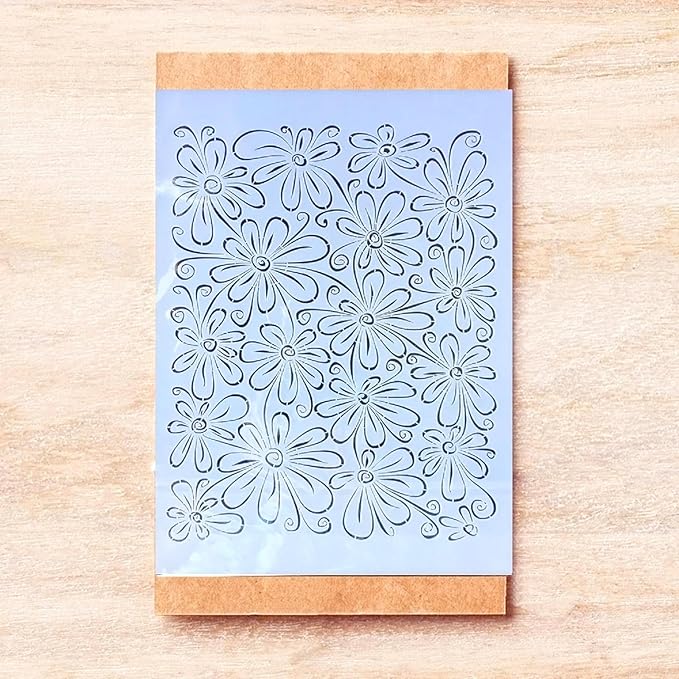 TIAMECH A4 Reusable Daisy Stencil for Painting - Flower Texture Layering Template, DIY Wall Art, Wood Furniture, Scrapbook & Crafts (8.3x11.7inch)