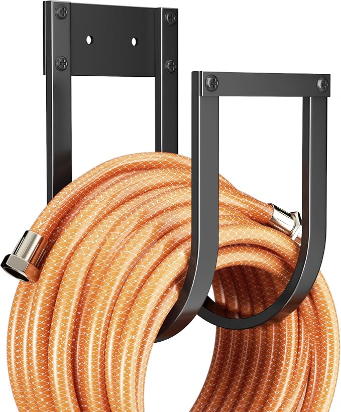 Garden Hose Holder Wall Mount - Metal Water Hose Hanger for Outside, Durable Hook for Garden, Garage, or Yard Storage