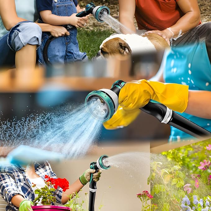 Non-Expanding Garden Hose 75ft – Flexible, Burst-Resistant, with 10-Function Spray Nozzle, Lightweight & Durable for Outdoor Use(Grey)